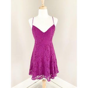 Lulus Purple Sleeveless Lace Mini A-Line Dress M
